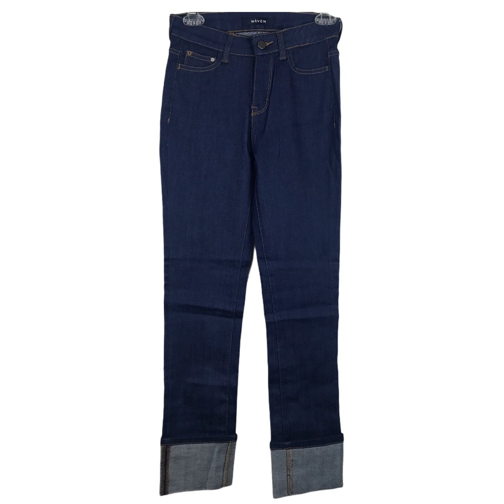 Waven Mari Straight Leg True Blue Turn-up Cuff Jean Women Sz 2